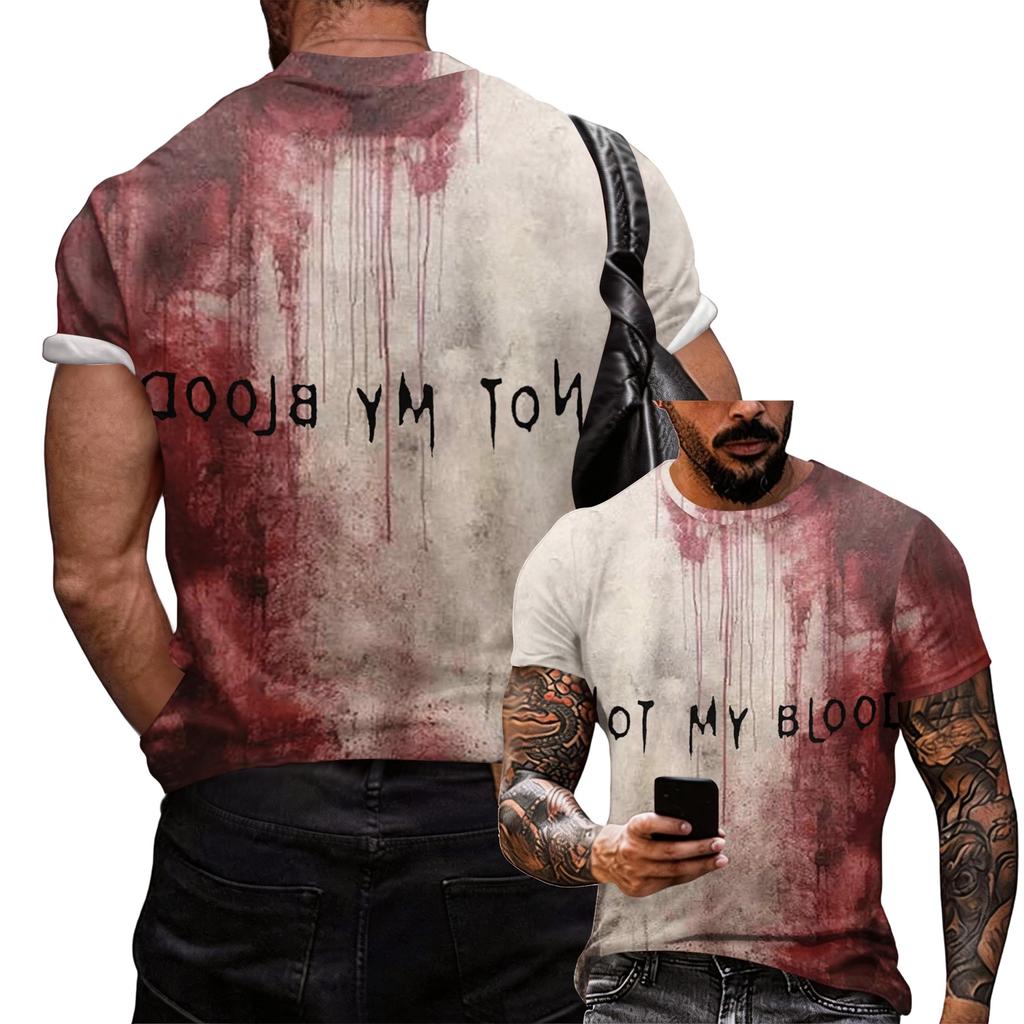 Men's Casual Loose Fit Short Sleeve T-Shirt Halloween Style Graphic Print Crew Neck Lightweight Top for Everyday Wear