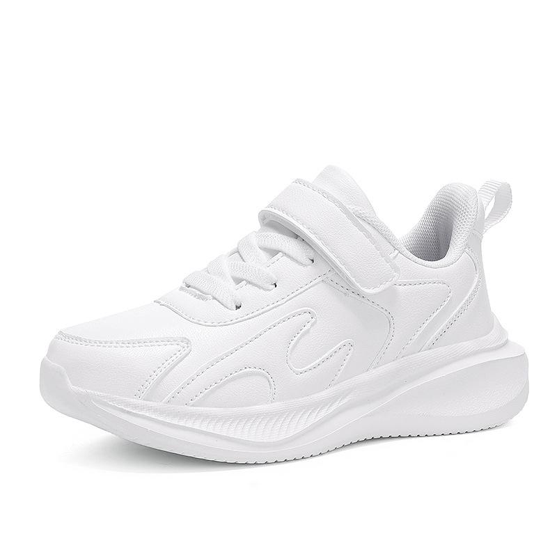 Boys' Non-slip Mesh Running Shoes - Soft Sole, White, for Spring & Autumn School Sports.