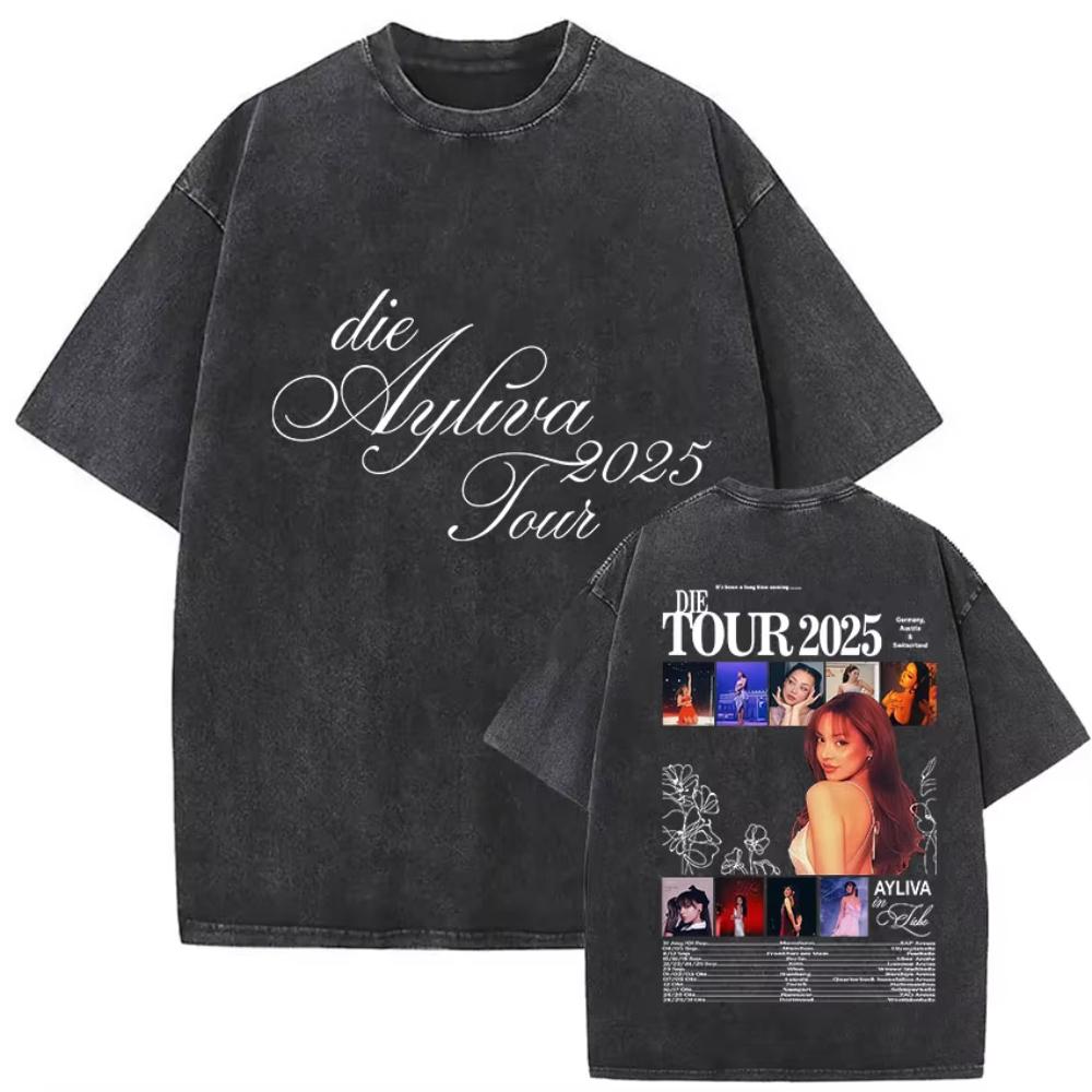 Cantante Die Ayliva Tour Fan Merch Magliette Uomo Donna Album Musicale Hip Hop T-shirt a Maniche Corte T-shirt in Puro Cotone Streetwear