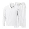Grenzüberschreitender Herren-Leinen-Langarm-Poloshirt und Gerade Hosenanzug