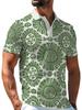 [Printed Design - Not Textured] White Collar Olive Green Mandala Sunflower All-Over Print Men'S Short Sleeve Polo Shirt