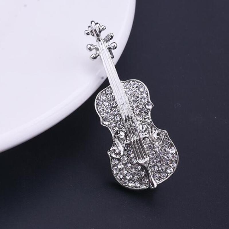 Violin Glänsande Brosch För Kvinnor Klädtillbehör Smycken
