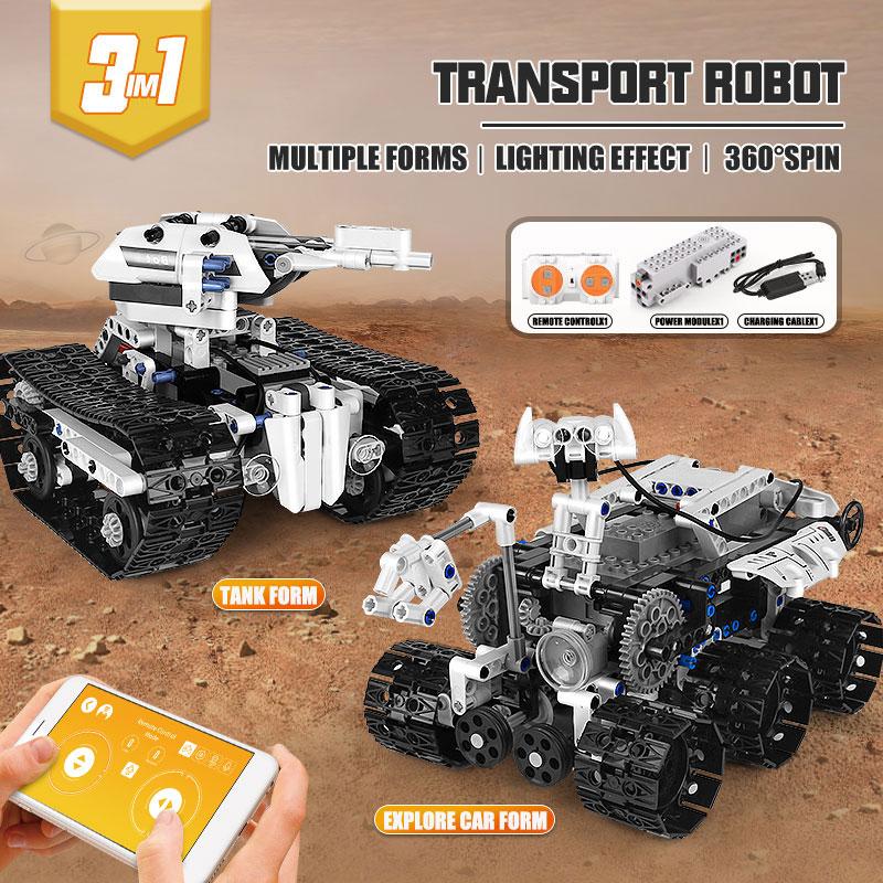 MOULD KING Teknisk byggekloss APP Fjernkontroll Transbot Robot 3 i 1 modell MOC Bricks Kids DIY Leker Julegave