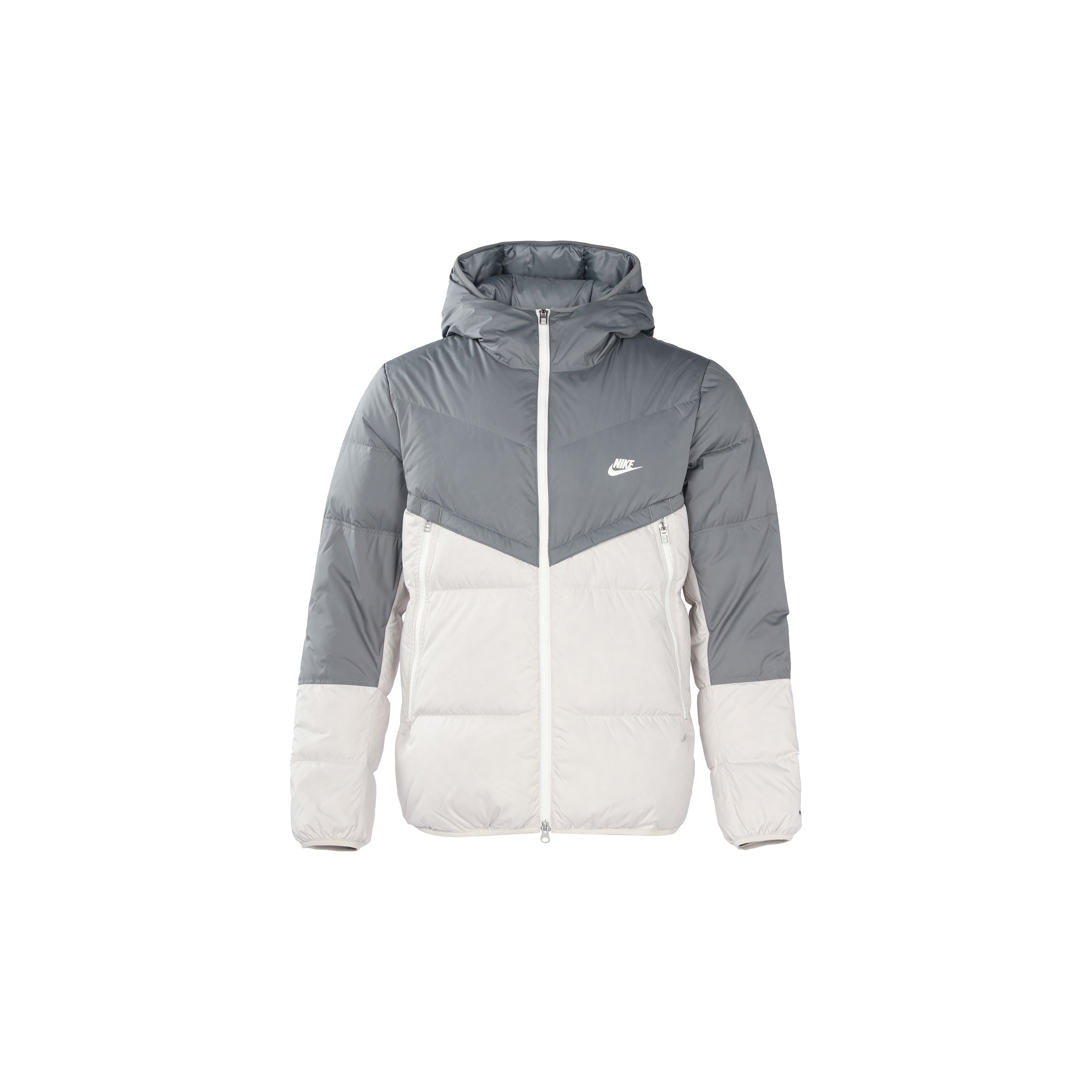 

Nike Printed Logo Patchwork Hooded Down Jacket Men Outerwear Gray DV1132-084 M