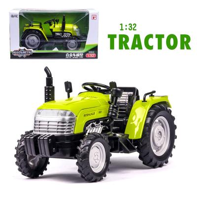 Modello di trattore agricolo in scala 1/32, giocattoli in metallo pressofuso Veicolo di ingegneria agricola con luce e suono Funzione di pull back Auto in lega regalo per bambini
