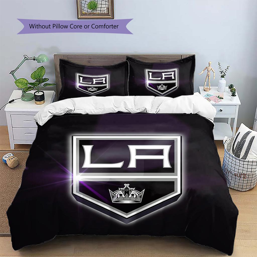 Los Angeles Kings Pattern Bedding Quilt Set Home Decoration Gift (1 * duvet cover + 2 * pillowcase without core).xwn