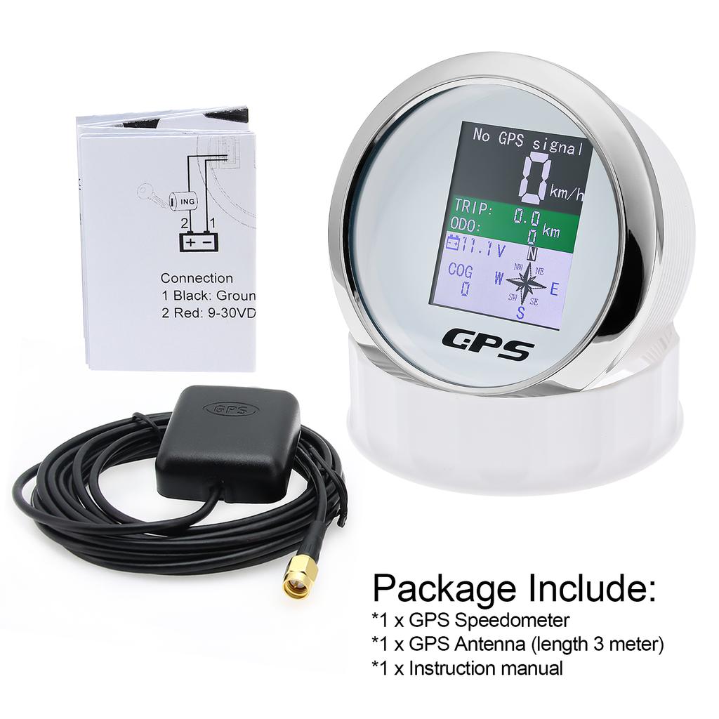 85mm GPS Speed Gauge With GPS Antenna Waterproof TFT Display ODO TRIP COG Voltmeter For Car Marine Boat Yacht Outboard Engine