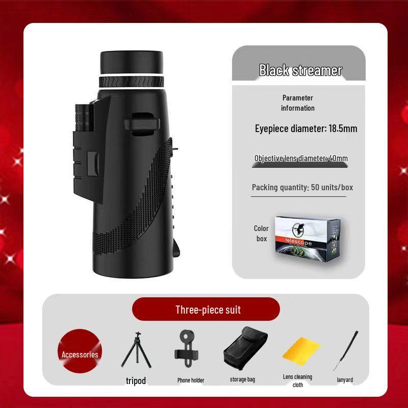 High-Definition Outdoor Monocular Telescope with Phone Photography for Concerts