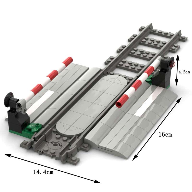 MOC Creative Expert Idéer City Tåg Rälsöverfart Järnvägsexpress Klossar Byggklossar DIY Leksaker för barn presenter