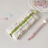 Lace Trim Pencil Case Smooth Zipper Makeup Stationery Storage Bag Cute Pen Organizer for School Office