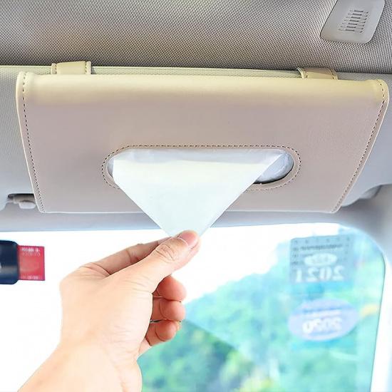 2 PCS Car Tissue Holder Sun Visor Napkin Holder With Tissue Refill Car Mask Holder PU Leather Tissue Box Tissue Box Holder Hanging Tissue Holder Mask