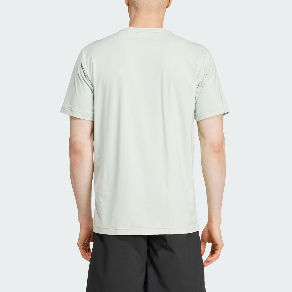 adidas Oddychający Komfort Jednolity Kolor Krótki Rękaw T-Shirt Męski Top Lniany-Zielony JD0198