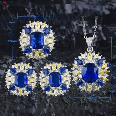 Retro Fashion Full Drill Petal Royal Sapphire Fanta Multi Color Jewelry Set Odpowiedni na codzienną imprezę dla kobiet Biżuteria modowa
