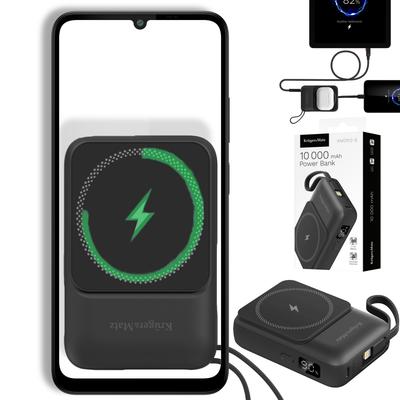 Kruger&Matz 10000 mAh POWER BANK inductiv Mag Safe cu cablu, negru