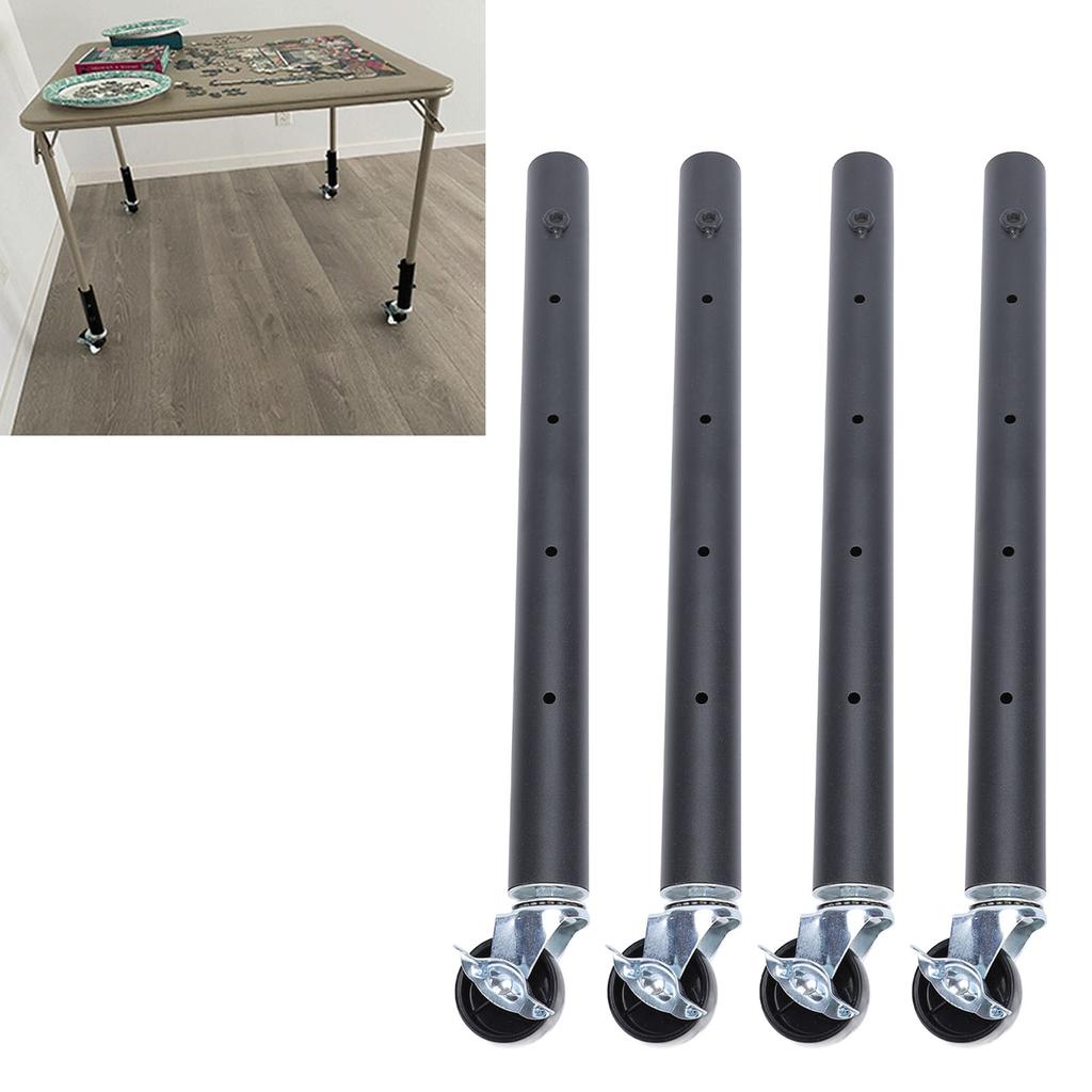 4PCS Furniture Legs with Caster Wheels Heavy Duty Carbon Steel Table Leg Extender Riser for Cabinet Sofa Bed Couch Coffee Table