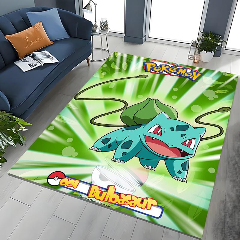 Japanese Anime Pokémon Bulbasaur Carpet for Living Room Bedroom Kid's Room Home Decor Area Rug Non-slip Mat Sofa Cloakroom Mat