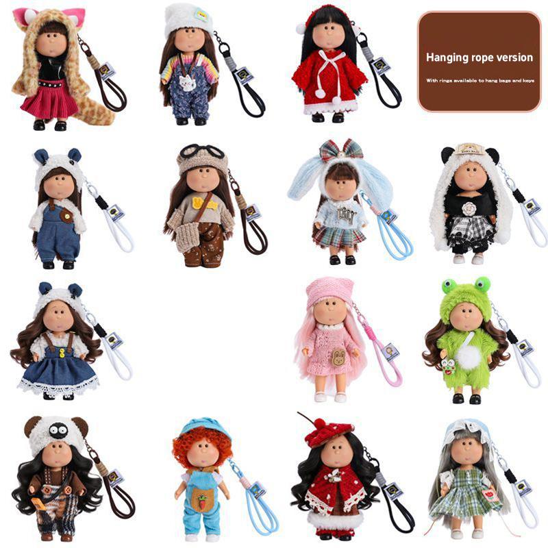 Mini Potato Doll Diy Dress Up Doll With Hanging Rope Girl Bag Pendant Keychain Home Decoration Pendant  Gifts Car Pendant