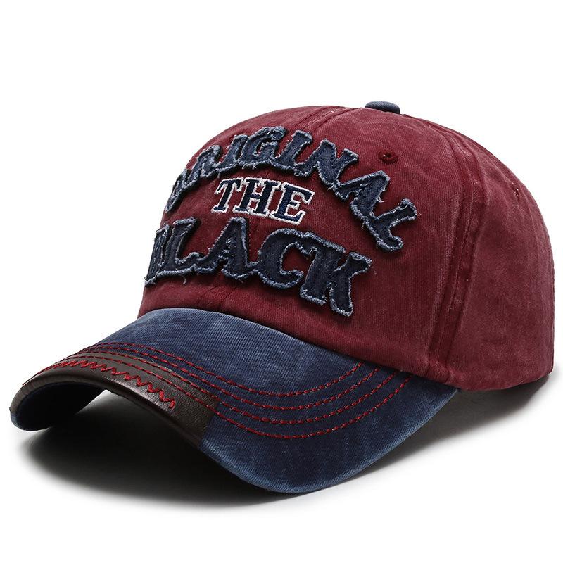 Men's Retro Washed Cloth Alphabet Baseball Cap Curved Brim Old Cap Spring and Autumn Outdoor Sports Women's Sun Hat