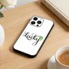 2026-Four-leaf clover Phone Case For iPhone 17 16 15 14 13 12 Max Plus Silicone Black Cover