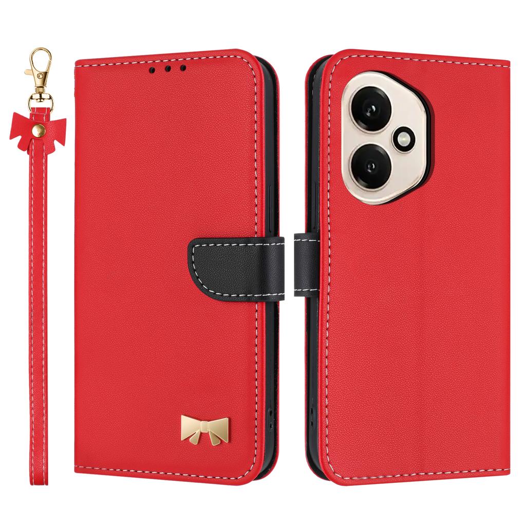 For Honor 400 5G (Global) Case Bowknot Decor Wallet Leather Phone Cover with Wrist Strap