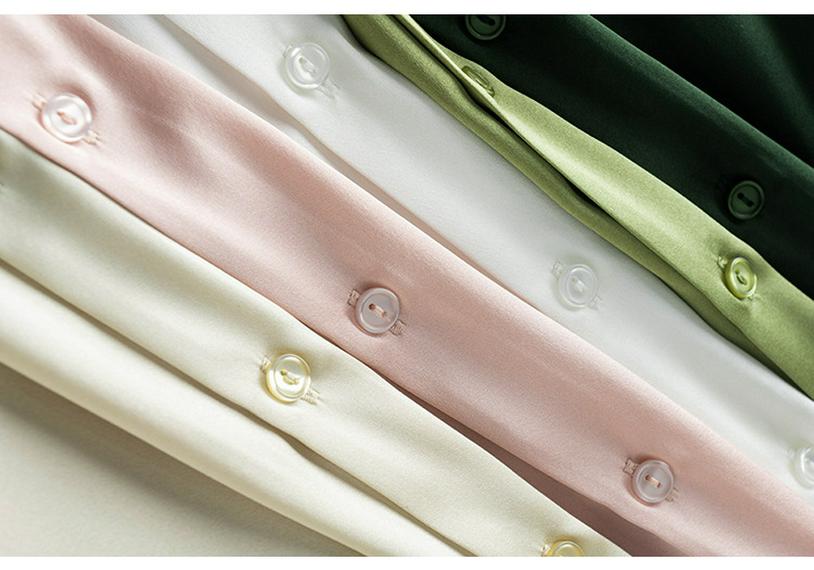 Women's Mulberry Silk White Satin Shirt - Long-Sleeved, Loose Fit, Elegant Commute Top