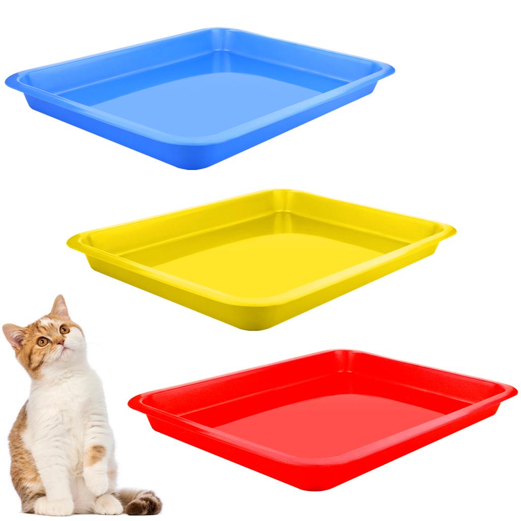 3 Pezzi Vaschetta Lettiera per Gatti 17.3X13.3X2.2 Pollici Lettiera Aperta per Gatti Vaschetta Lettiera per Gattini Per Gatti Coniglio Cavia Forniture per Piccoli Animali Domestici, 3 C