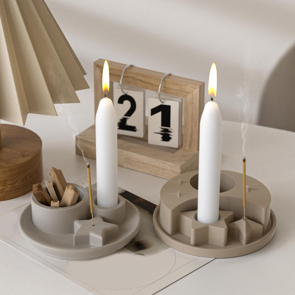 Flexible Silicone Mould for Creating Unique Star and Moon Candle Stand Designs for Handmade Gifts and Home Accent