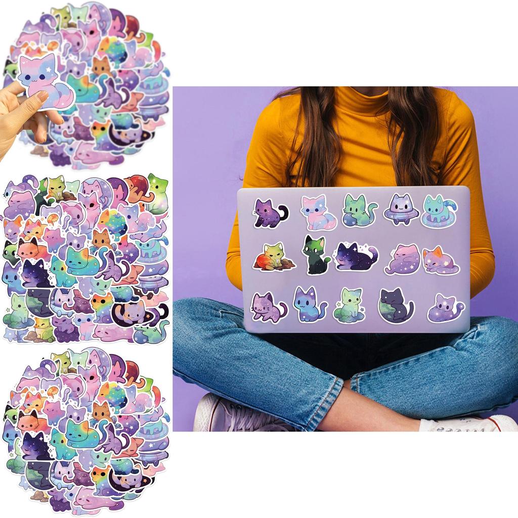 Bunte Sternenhimmel Katze Graffiti Aufkleber Deko Für Gitarre Notizbuch Gepäck DIY Wasserdichte Abziehbilder Großhandel