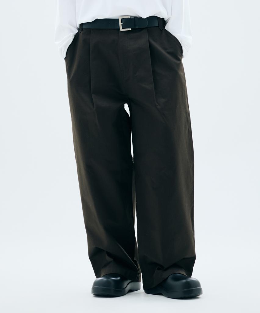 Piali Balloon Wide Half Elastic Chino Pants (Dark Brown)