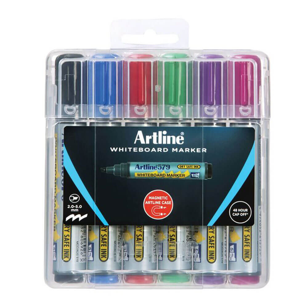 Artline Whiteboardmarker im Hartschalenetui 5mm Sortiert (6 Stück)