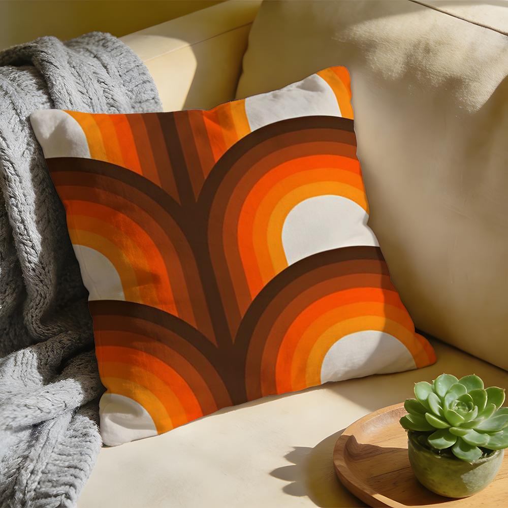Cushion Cover  Washed Linen  Soft Breathable Decorative Case For Sofa Home Rainbow Series Geometric Print Pillow cover