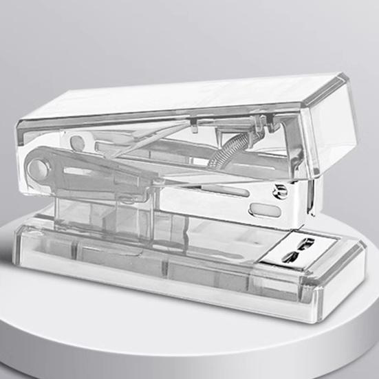 Stapler Transparent Labor-saving Flexible with Staples Book Order Plastic Mini Size Binder Desktop Stapler School Supplies