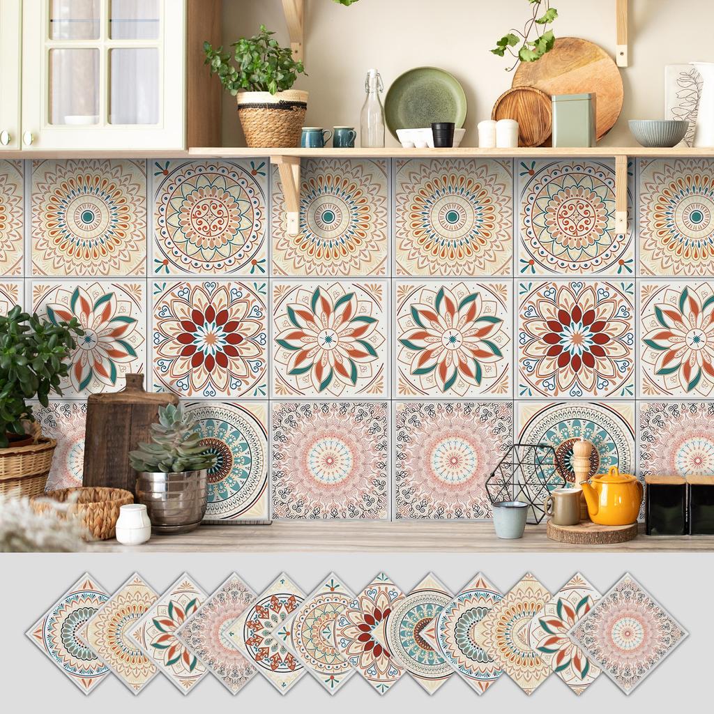 12 Self-adhesive Kitchen Waterproof and Oil-proof Wall Stickers, Bathroom Wall Decoration Renovation, Beautification Strong Wallpaper Stickers