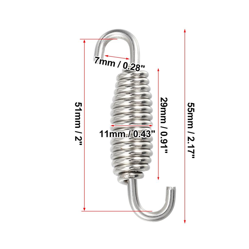 uxcell Motorcycle Universal Exhaust Pipe Spring 55mm Stainless Steel Exhaust