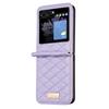 BINFEN COLOR For Samsung Galaxy Z Flip5 5G PU Leather+PC Case Imprinted Rhombus Pattern Phone Cover