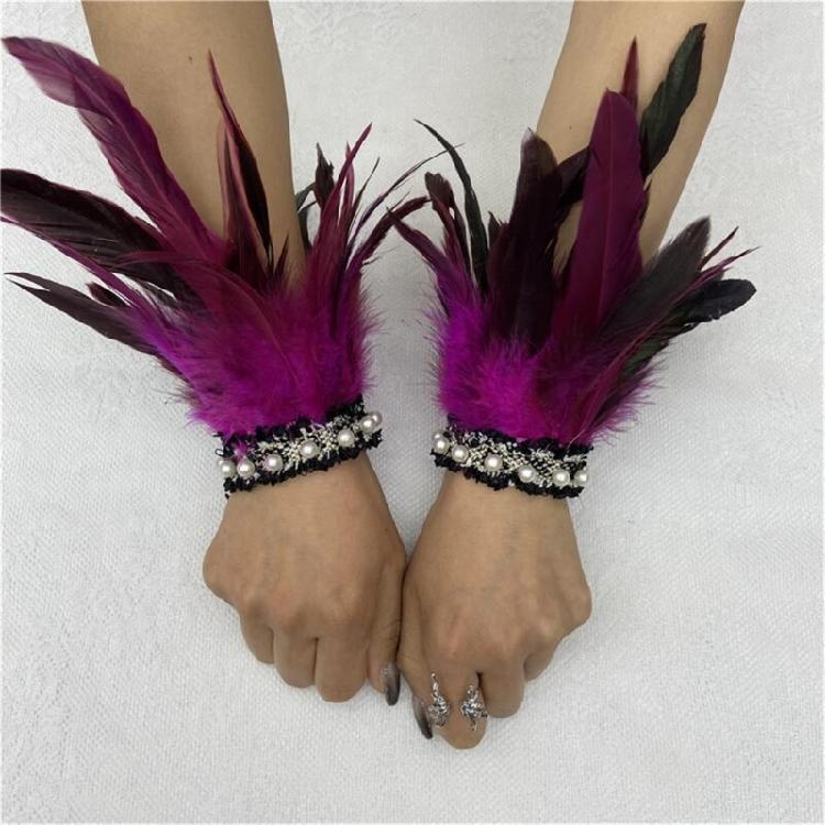 Elegant Feather Wrist Cuffs for Women Photography for Medieval Feather Bracelet Halloween Cosplay and Evening Dresses
