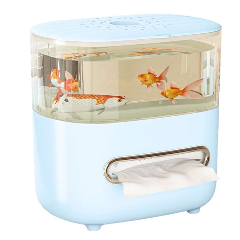 Dispensator de șervețele inovator în stil acvariu, cu capac detașabil pentru decorare cu plante sau pești, întreținere fără efort, accesoriu pentru decorarea casei și biroului