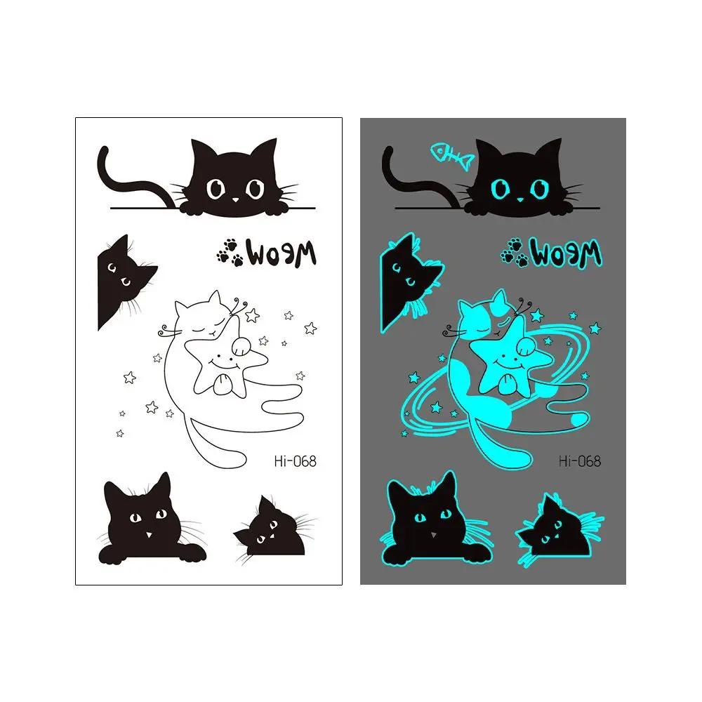 1Sheet Fashion Waterproof Blue Luminous Tattoo Sticker Star Feather Tattoo Sticker Body Art Removable Temporary Tattoos