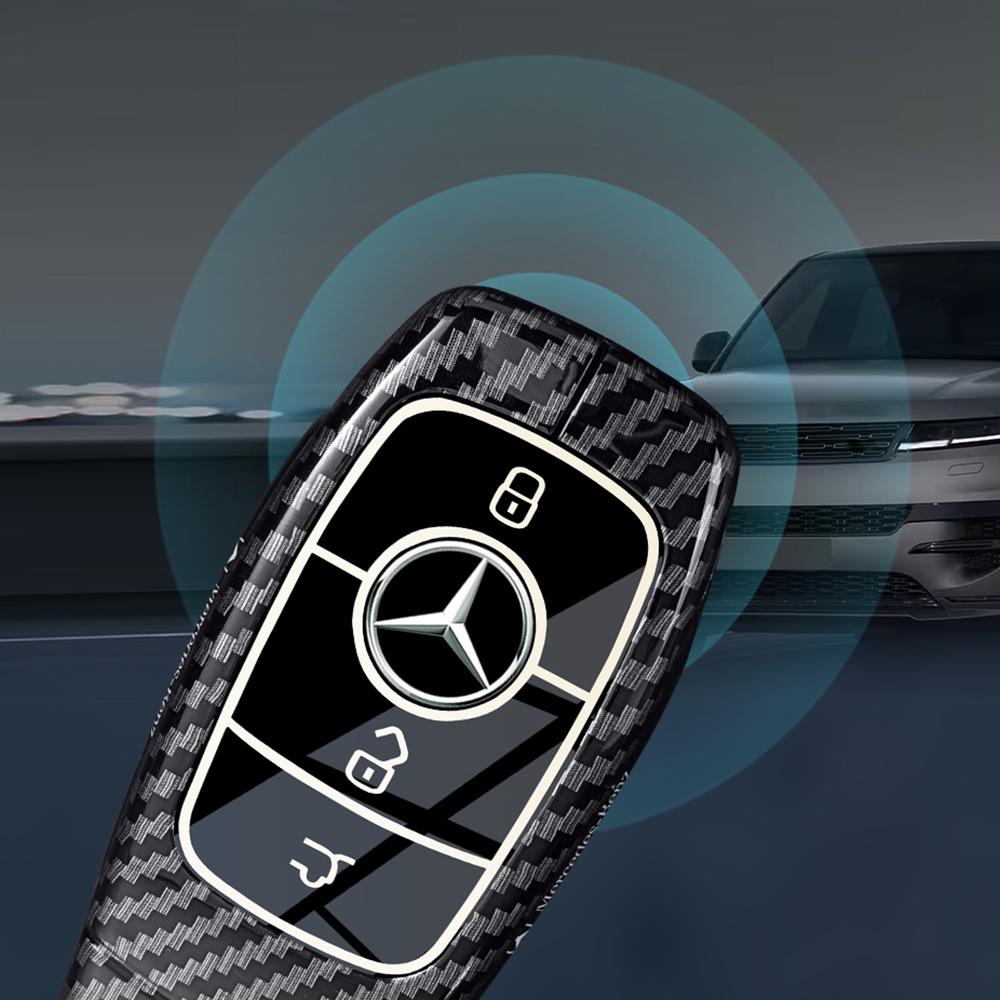 Alloy Carbon Fiber Style Car Key Case Cover For Mercedes Benz C E S Class W206 W223 W214 GLA GLB GLC CLA CLS E300 S450 S580 S500