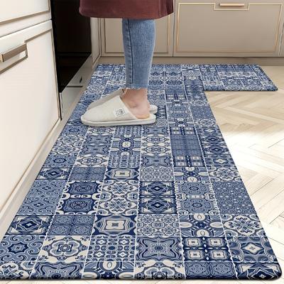 1Pcs Anti Fatigue Kitchen Rugs, Bohemian Print Waterproof Non-Slip Thick Cushioned Kitchen Mat Heavy Duty Comfort Standing Mat for Kitchen