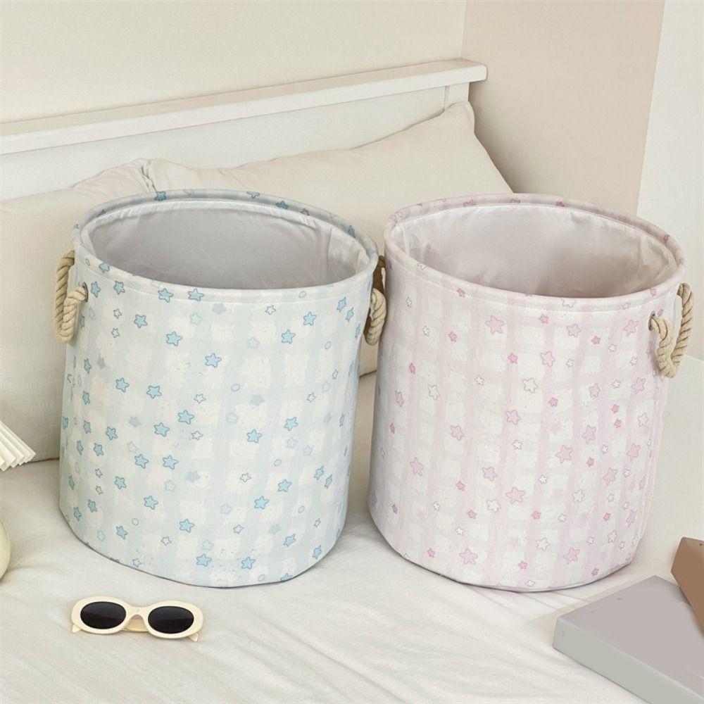 Cute Dirty Clothes Basket Round Shape Sundries Storage Basket Portable Laundry Hamper Apartments
