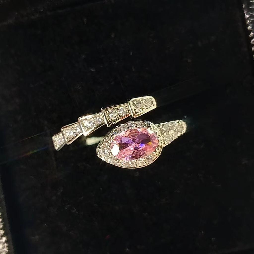 Jewelry Oval Egg Zircon Snake Ring Inlaid Egg Surface Zircon Snake Ring Ring