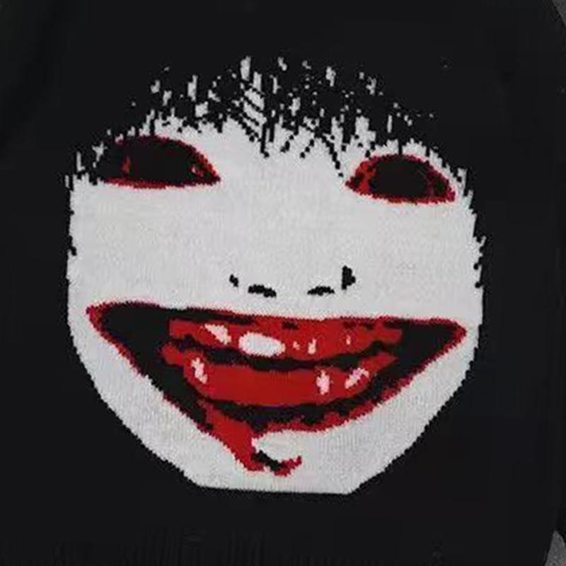 Ghost Face Knitted Sweater Pullover