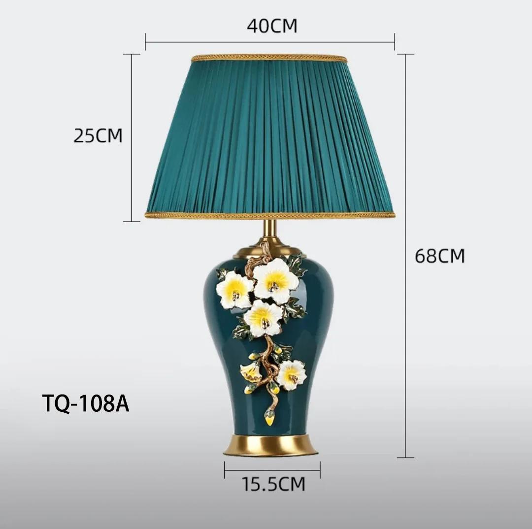 

Новая китайская настольная лампа с цветной эмалью, американская прикроватная лампа для спальни, теплая и креативная керамическая лампа для европейской гостиной No light source