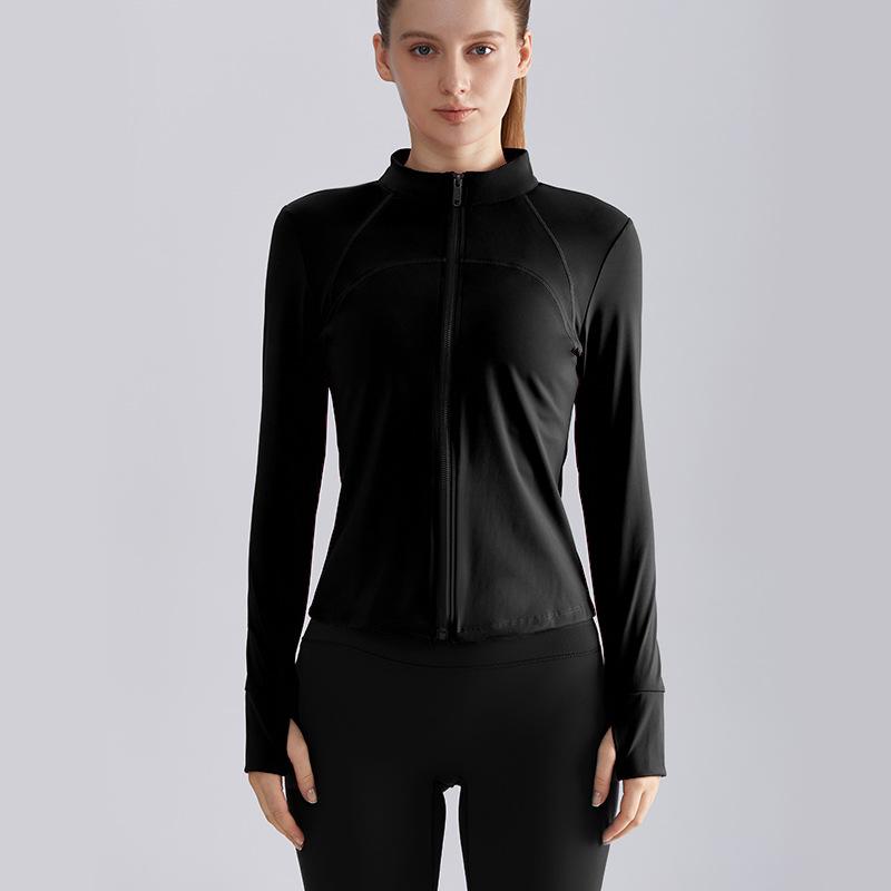 LAHN Women s Stand-Up Collar Slim Fit Sports Jacket - Versatile Zipper Yoga Wear, Long Sleeve, Autumn Style XXL