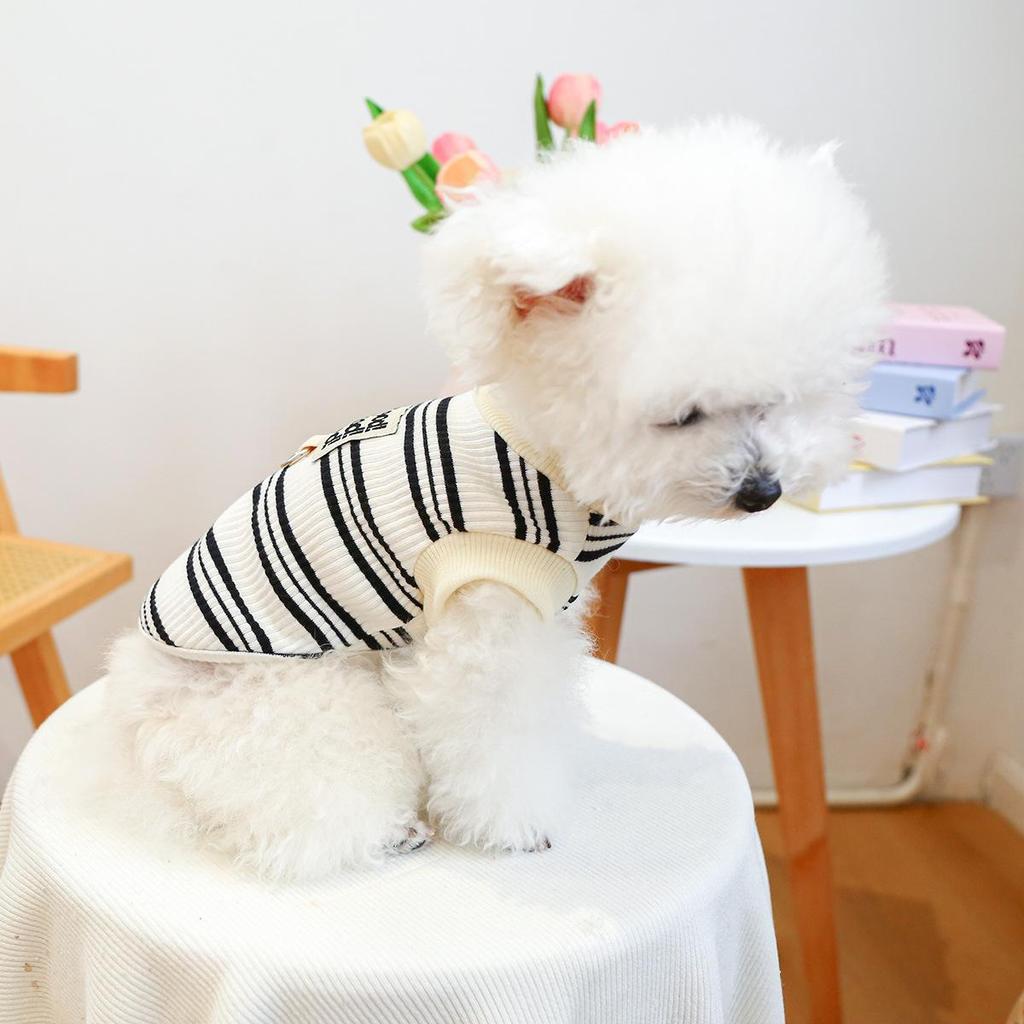 PETCIRCLE Black & White Striped Pet Vest & Leash for Dogs and Cats