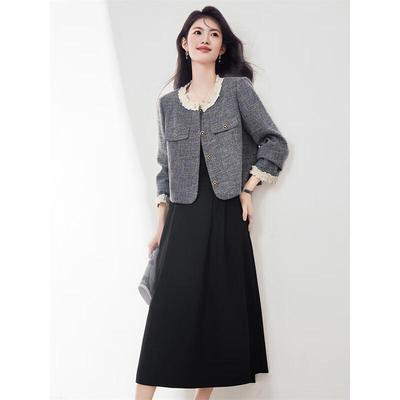Women's French Style Lace Collar Skirt Suit
