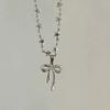 Fashionable And Trendy Punk Bow Necklace Elegant Stainless Steel Necklace For Women Birthday Party Jewelry Accessories