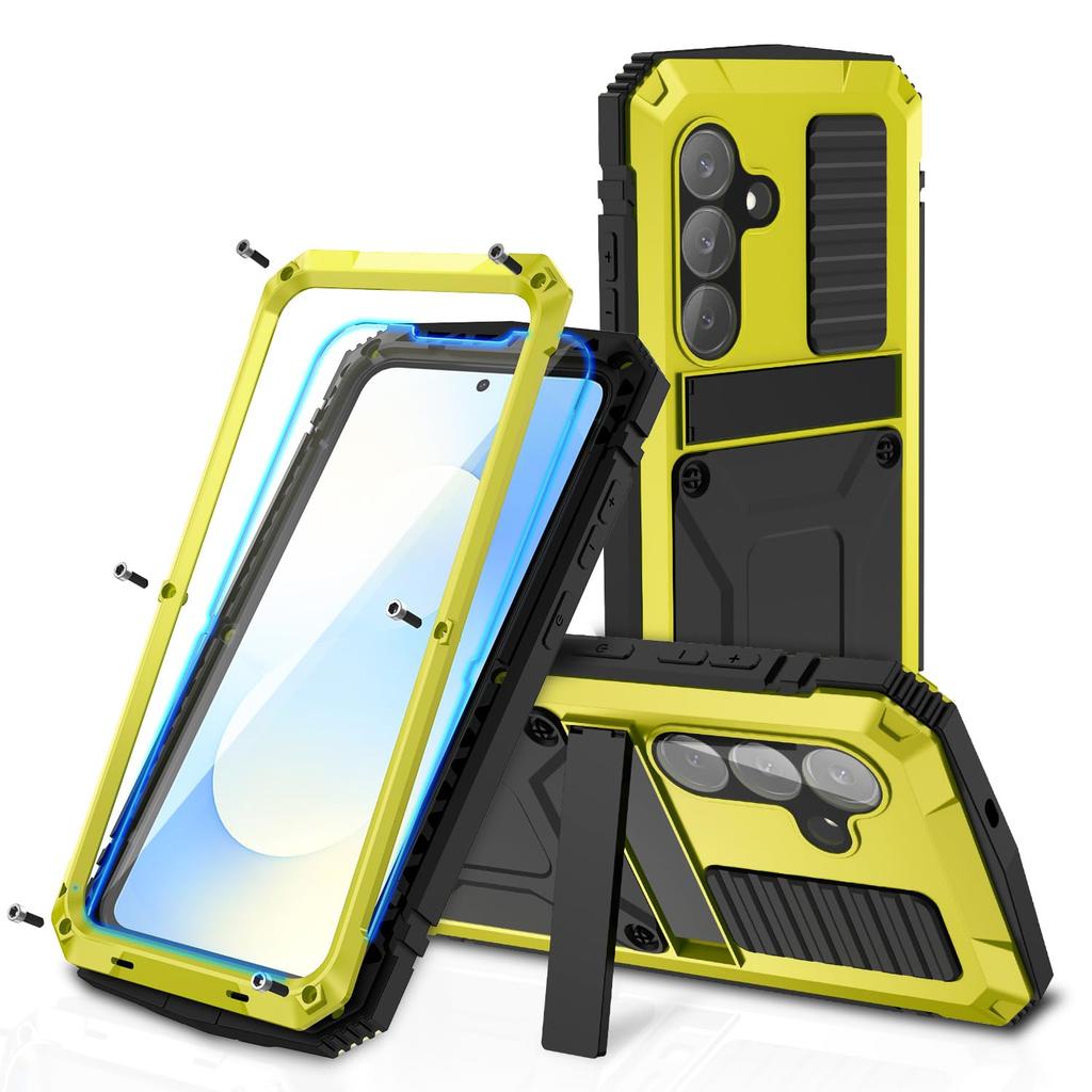 Für Samsung S25 Edge S21 FE S26 S24 S23 S22 Plus S20 Ultra A32 Metall Heavy Duty Hülle Metallischer Bumper Stoßfeste Displayschutzfolie