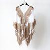 Women Summer Beach Bikini Cover Up Loose Chiffon Blouse Shawl Scarf with Buttons